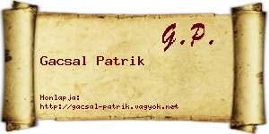 Gacsal Patrik névjegykártya